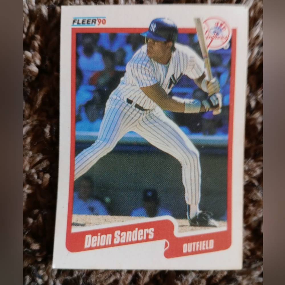 (5) Deion Sanders Baseball Card- NY Yankees, San Francisco Giants & Atl Braves